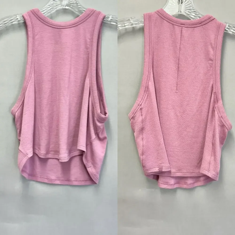 Lululemon Hold Tight Cropped Ribbed‎ Tank Top in Velvet Dust-pink Size 10